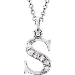 Ladies Natural Diamond Lowercase Initial S Necklace (I1, G-H) — 14K White Gold