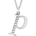 Ladies Natural Diamond Lowercase Initial P Necklace (I1, G-H) — 14K White Gold