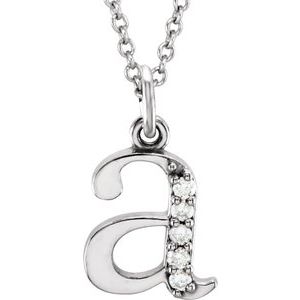 Ladies Natural Diamond Lowercase Initial A Necklace (I1, G-H) — 14K White Gold