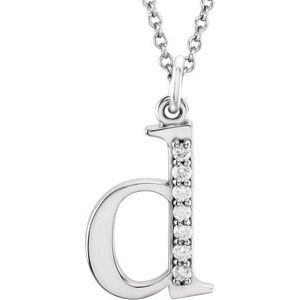 Ladies Natural Diamond Lowercase Initial D Necklace (I1, G-H) — 14K White Gold