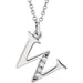 Ladies Natural Diamond Lowercase Initial W Necklace (I1, G-H) — 14K White Gold