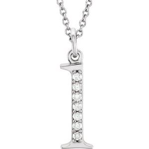 Ladies Natural Diamond Lowercase Initial L Necklace (I1, G-H) — 14K White Gold