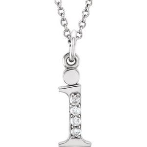 Ladies Natural Diamond Lowercase Initial I Necklace (I1, G-H) — 14K White Gold