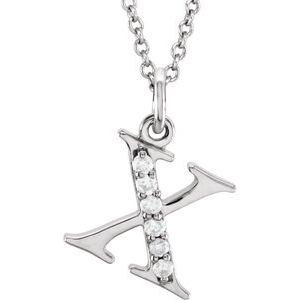 Ladies Natural Diamond Lowercase Initial X Necklace (I1, G-H) — 14K White Gold
