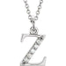 Ladies Natural Diamond Lowercase Initial Z Necklace (I1, G-H) — 14K White Gold