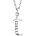 Ladies Natural Diamond Lowercase Initial T Necklace (I1, G-H) — 14K White Gold