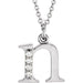 Ladies Natural Diamond Lowercase Initial N Necklace (I1, G-H) — 14K White Gold