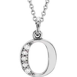 Ladies Natural Diamond Lowercase Initial O Necklace (I1, G-H) — 14K White Gold