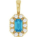 Ladies 5x3 mm Natural Blue Zircon Natural Diamond Halo-Style Pendant (I1, G-H) — 14K Yellow Gold