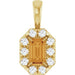 Ladies 5x3 mm Natural Citrine Natural Diamond Halo-Style Pendant (I1, G-H) — 14K Yellow Gold