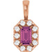 Ladies 5x3 mm Natural Pink Tourmaline Natural Diamond Halo-Style Pendant (I1, G-H) — 14K Rose Gold