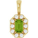 Ladies 5x3 mm Natural Peridot Natural Diamond Halo-Style Pendant (I1, G-H) — 14K Yellow Gold