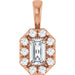 Ladies 5x3 mm Natural White Sapphire Natural Diamond Halo-Style Pendant (I1, G-H) — 14K Rose Gold