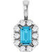 Ladies 5x3 mm Natural Aquamarine Natural Diamond Halo-Style Pendant (I1, G-H) — 14K White Gold