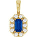 Ladies 5x3 mm Natural Blue Sapphire Natural Diamond Halo-Style Pendant (I1, G-H) — 14K Yellow Gold