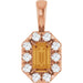 Ladies 5x3 mm Natural Citrine Natural Diamond Halo-Style Pendant (I1, G-H) — 14K Rose Gold
