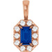 Ladies 5x3 mm Natural Blue Sapphire Natural Diamond Halo-Style Pendant (I1, G-H) — 14K Rose Gold