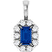 Ladies 5x3 mm Natural Blue Sapphire Natural Diamond Halo-Style Pendant (I1, G-H) — 14K White Gold