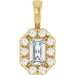 Ladies 5x3 mm Natural White Sapphire Natural Diamond Halo-Style Pendant (I1, G-H) — 14K Yellow Gold