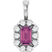 Ladies 5x3 mm Natural Pink Tourmaline Natural Diamond Halo-Style Pendant (I1, G-H) — 14K White Gold