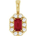 Ladies 5x3 mm Natural Ruby Natural Diamond Halo-Style Pendant (I1, G-H) — 14K Yellow Gold