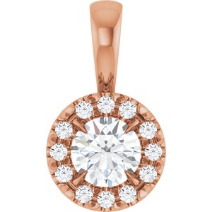 Ladies Natural Diamond Halo-Style Pendant (I1, G-H) — 14K Rose Gold