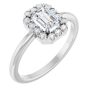 Ladies Natural White Sapphire Natural Diamond French-Set Halo-Style Ring (I1, G-H) — Sterling Silver