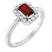 Ladies Natural Mozambique Garnet Natural Diamond French-Set Halo-Style Ring (I1, G-H) — Sterling Silver