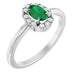Ladies Natural Emerald Natural Diamond French-Set Halo-Style Ring (I1, G-H) — 14K White Gold