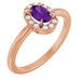 Ladies Natural Amethyst Natural Diamond French-Set Halo-Style Ring (I1, G-H) — 14K Rose Gold