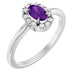 Ladies Natural Amethyst Natural Diamond French-Set Halo-Style Ring (I1, G-H) — 14K White Gold
