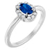 Ladies Natural Blue Sapphire Natural Diamond French-Set Halo-Style Ring (I1, G-H) — 14K White Gold