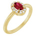 Ladies Natural Ruby Natural Diamond French-Set Halo-Style Ring (I1, G-H) — 14K Yellow Gold