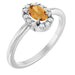 Ladies Natural Citrine Natural Diamond French-Set Halo-Style Ring (I1, G-H) — Sterling Silver