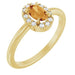 Ladies Natural Citrine Natural Diamond French-Set Halo-Style Ring (I1, G-H) — 14K Yellow Gold