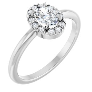 Ladies Natural White Sapphire Natural Diamond French-Set Halo-Style Ring (I1, G-H) — 14K White Gold