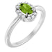 Ladies Natural Peridot Natural Diamond French-Set Halo-Style Ring (I1, G-H) — 14K White Gold