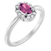 Ladies Natural Pink Tourmaline Natural Diamond French-Set Halo-Style Ring (I1, G-H) — 14K White Gold