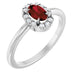 Ladies Natural Mozambique Garnet Natural Diamond French-Set Halo-Style Ring (I1, G-H) — 14K White Gold