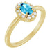 Ladies Natural Aquamarine Natural Diamond French-Set Halo-Style Ring (I1, G-H) — 14K Yellow Gold