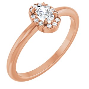 Ladies Natural White Sapphire Natural Diamond French-Set Halo-Style Ring (I1, G-H) — 14K Rose Gold