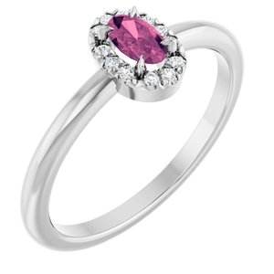 Ladies Natural Pink Tourmaline Natural Diamond French-Set Halo-Style Ring (SI2-SI3, G-H) — Platinum
