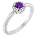 Ladies Natural Amethyst Natural Diamond French-Set Halo-Style Ring (I1, G-H) — Sterling Silver