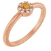 Ladies Natural Citrine Natural Diamond French-Set Halo-Style Ring (I1, G-H) — 14K Rose Gold