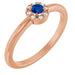 Ladies Natural Blue Sapphire Natural Diamond French-Set Halo-Style Ring (I1, G-H) — 14K Rose Gold