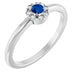 Ladies Natural Blue Sapphire Natural Diamond French-Set Halo-Style Ring (I1, G-H) — Sterling Silver