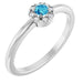 Ladies Natural Blue Zircon Natural Diamond French-Set Halo-Style Ring (SI2-SI3, G-H) — Platinum