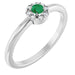 Ladies Natural Emerald Natural Diamond French-Set Halo-Style Ring (I1, G-H) — Sterling Silver