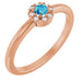 Ladies Natural Blue Zircon Natural Diamond French-Set Halo-Style Ring (I1, G-H) — 14K Rose Gold