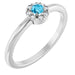 Ladies Natural Aquamarine Natural Diamond French-Set Halo-Style Ring (SI2-SI3, G-H) — Platinum